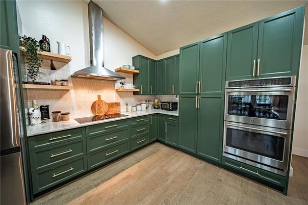 Interior, Kitchen, Stainless Steel Appliances, Wood Texture Flooring