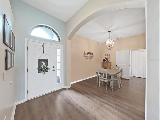 Chandelier, Dining room, Interior, Wood Texture Flooring
