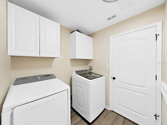 Interior, Washer, Wood Texture Flooring