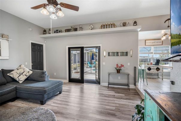 Interior, Living room, Pendant Lights, Wood Texture Flooring