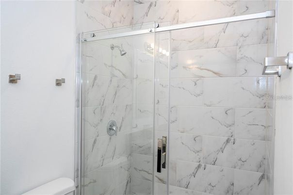 Bathroom, Glass Shower, Interior, Marble Walls