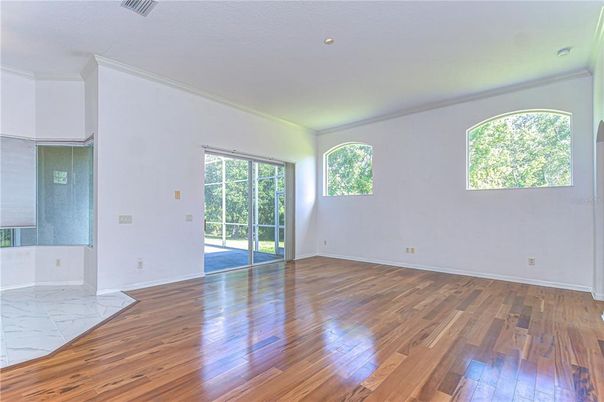 Empty room, Interior, Marble, Recessed Lighting, Wood Texture Flooring