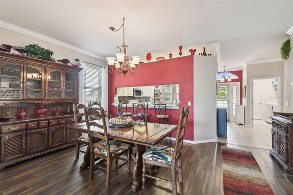 Chandelier, Dining room, Interior, Wood Texture Flooring