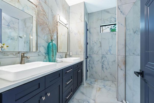 Bathroom, Dual Sink Vanities, Interior, Marble, Marble Walls