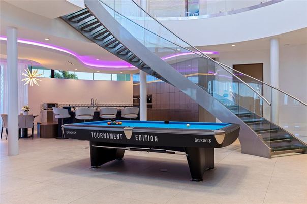 Billiard Table, Game Room, Interior, Recessed Lighting