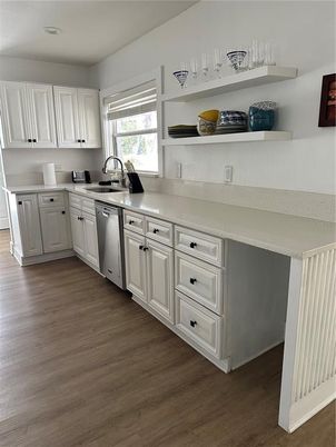 Interior, Kitchen, Recessed Lighting, Wood Texture Flooring