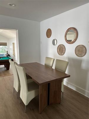 Billiard Table, Dining room, Game Room, Interior, Wood Texture Flooring
