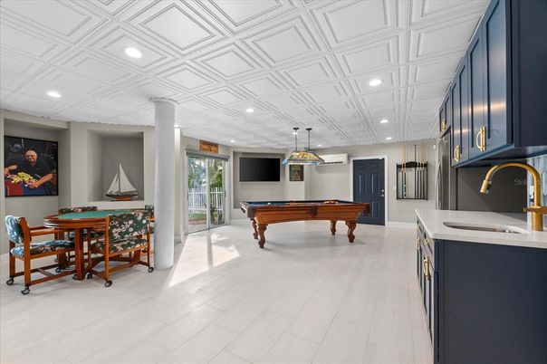 Billiard Table, Game Room, Interior, Pendant Lights, Recessed Lighting