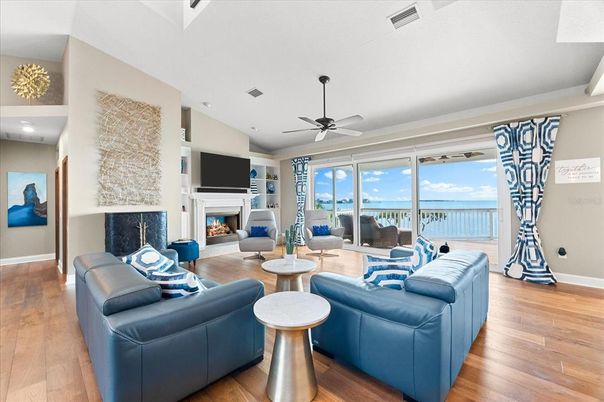 Fireplace, Interior, Living room, Water, Wood Texture Flooring