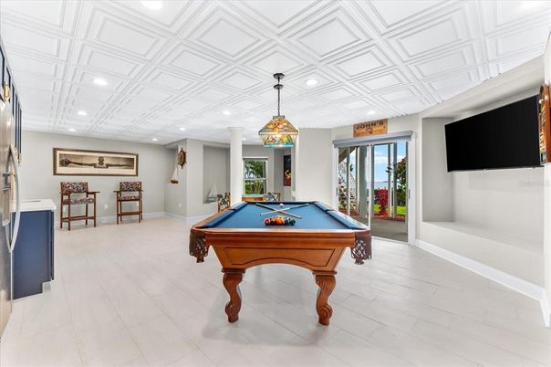 Billiard Table, Game Room, Interior, Pendant Lights, Recessed Lighting