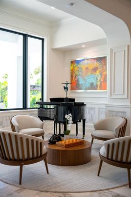 Interior, Piano, Recessed Lighting, Wood Texture Flooring