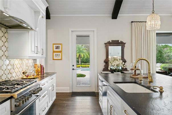 Interior, Kitchen, Pendant Lights, Stainless Steel Appliances, Wood Texture Flooring