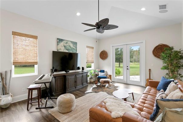 Interior, Living room, Recessed Lighting, Wood Texture Flooring