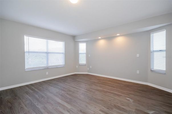 Empty room, Interior, Recessed Lighting, Wood Texture Flooring