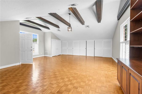Empty room, Interior, Wooden Beams, Wood Texture Flooring