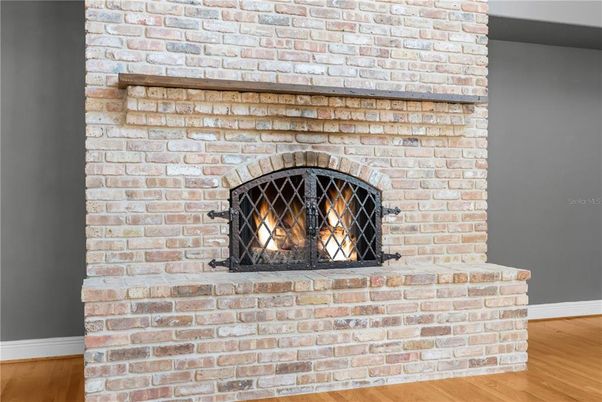 Fireplace, Interior, Stone Walls, Wood Texture Flooring