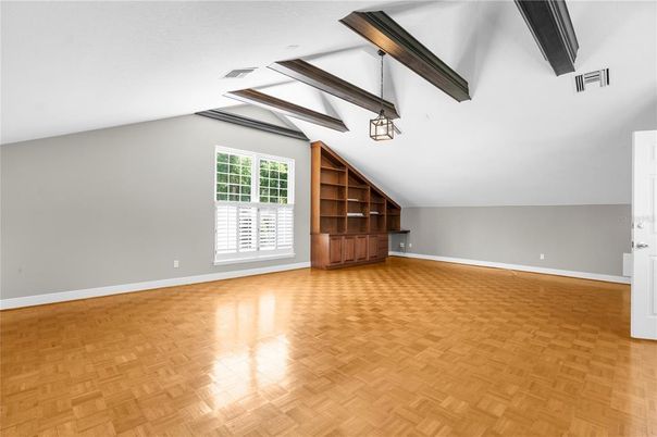 Empty room, Interior, Wooden Beams, Wood Texture Flooring