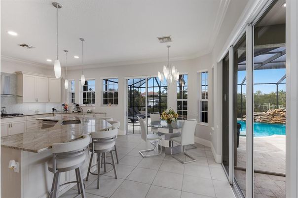 Dining room, Glass Ceilings, Interior, Kitchen, Pendant Lights, Pool, Recessed Lighting, Sun Room