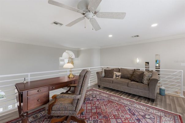 Home Office, Interior, Recessed Lighting, Wood Texture Flooring