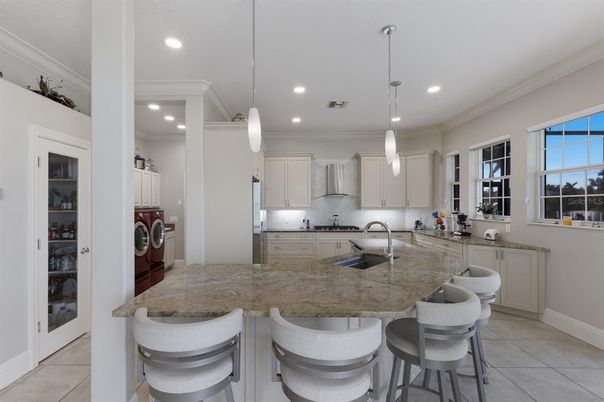 Interior, Kitchen, Pendant Lights, Recessed Lighting, Stainless Steel Appliances, Washer