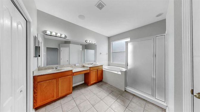 Bathroom, Dual Sink Vanities, Glass Shower, Interior