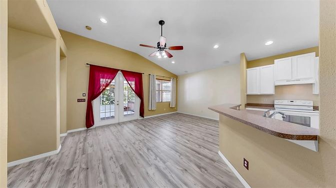 Interior, Kitchen, Recessed Lighting, Wood Texture Flooring