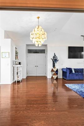 Chandelier, Interior, Wood Texture Flooring