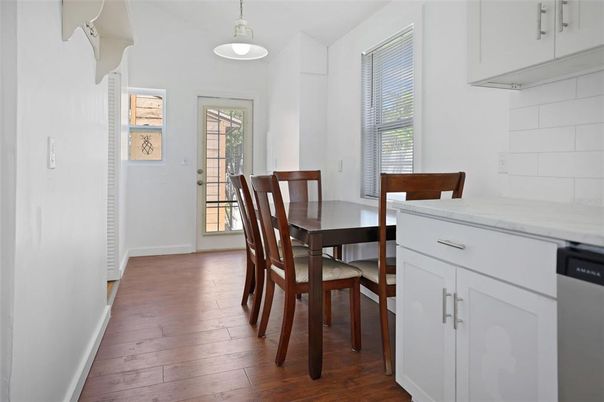 Dining room, Interior, Kitchen, Pendant Lights, Wood Texture Flooring