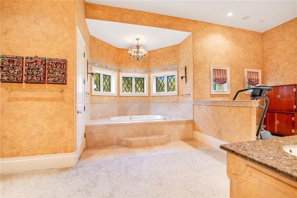 Bathroom, Chandelier, Interior, Recessed Lighting
