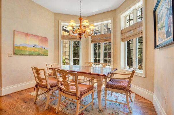 Chandelier, Dining room, Interior, Wood Texture Flooring