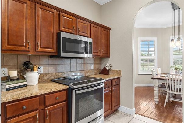 Interior, Kitchen, Pendant Lights, Stainless Steel Appliances, Wood Texture Flooring