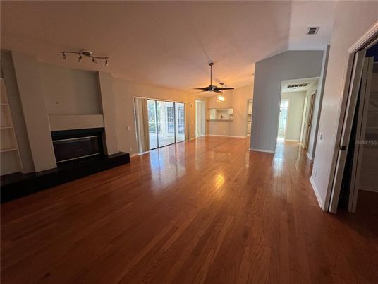 Empty room, Fireplace, Interior, Wood Texture Flooring