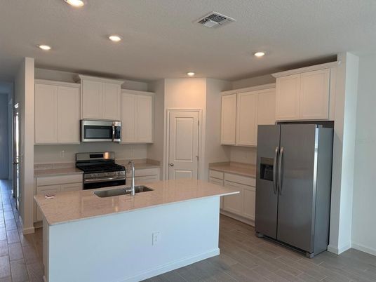 Interior, Kitchen, Recessed Lighting, Wood Texture Flooring