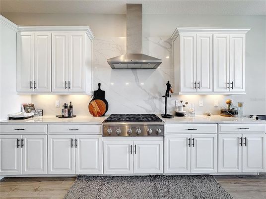 Interior, Kitchen, Marble Walls, Wood Texture Flooring