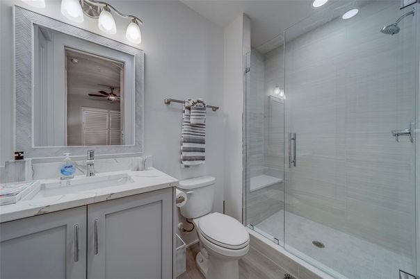 Bathroom, Glass Shower, Interior, Recessed Lighting