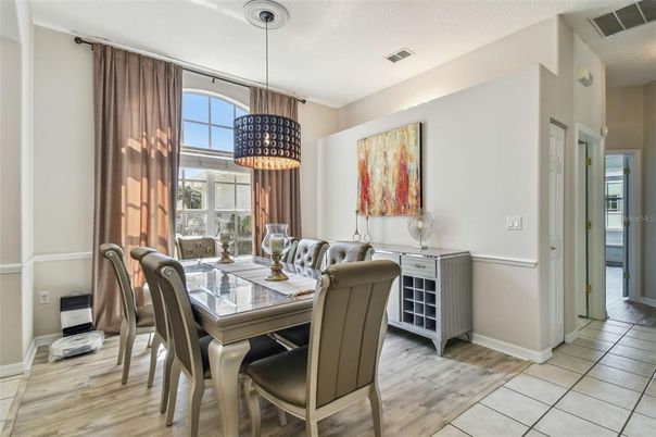 Chandelier, Dining room, Interior, Pendant Lights, Wood Texture Flooring
