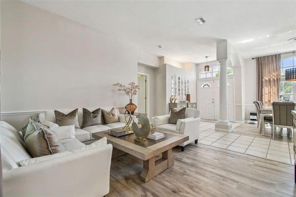 Interior, Living room, Pendant Lights, Wood Texture Flooring