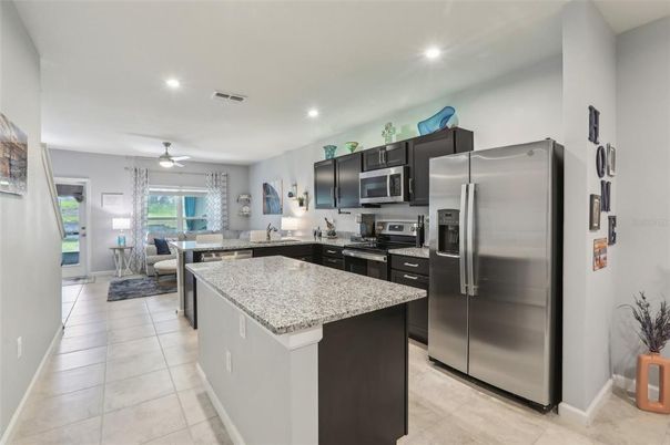 Dining room, Interior, Kitchen, Living room, Recessed Lighting, Stainless Steel Appliances