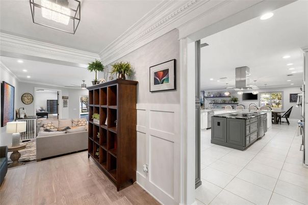 Dining room, Interior, Kitchen, Living room, Pendant Lights, Recessed Lighting, Wood Texture Flooring