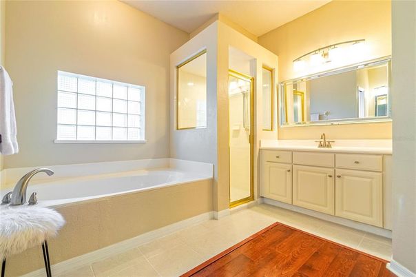Bathroom, Dual Sink Vanities, Interior, Wood Texture Flooring