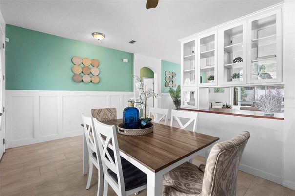Dining room, Interior, Wood Texture Flooring
