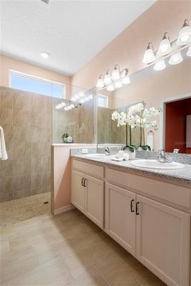 Bathroom, Dual Sink Vanities, Glass Shower, Interior, Recessed Lighting