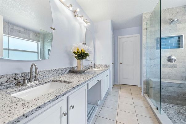 Bathroom, Dual Sink Vanities, Glass Shower, Interior