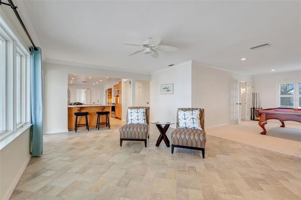 Billiard Table, Game Room, Interior, Kitchen, Recessed Lighting