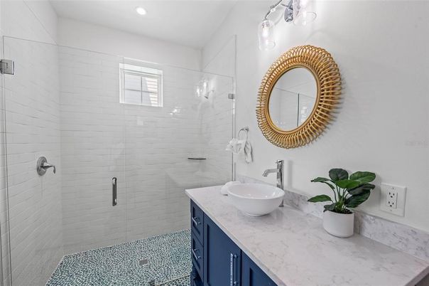Bathroom, Glass Shower, Interior, Recessed Lighting