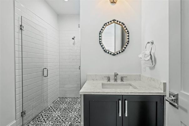 Bathroom, Glass Shower, Interior, Recessed Lighting