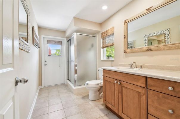 Bathroom, Glass Shower, Interior, Recessed Lighting