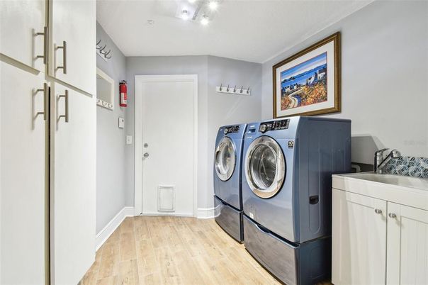Interior, Washer, Wood Texture Flooring