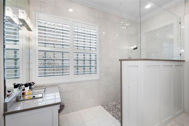 Bathroom, Glass Shower, Interior, Recessed Lighting