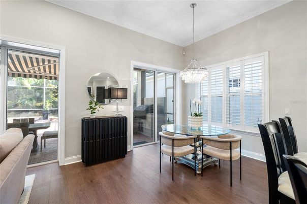 Chandelier, Dining room, Interior, Wood Texture Flooring